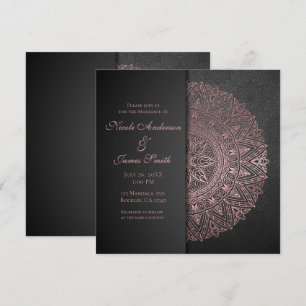 Black & Rose Gold Mandala Elegant Wedding Marriage Invitation