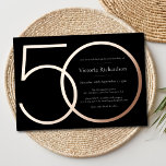 Black Rose Gold Modern Minimalist 50th Birthday<br><div class="desc">Black Rose Gold Modern Minimalist 50th Birthday Foil Invitation. Elevate your birthday celebration with our minimalist black invitation, beautifully adorned with real rose gold foil accents that exude sophistication and charm. This elegant design highlights your custom photo, adding a personal touch that makes each invitation unique and memorable. Ideal for...</div>