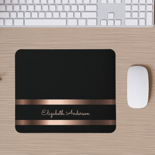 Black rose gold modern name mouse mat