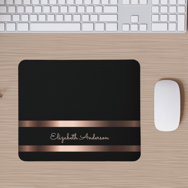 Black rose gold modern name mouse mat (Creator Uploaded)