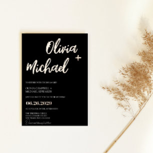 Black Rose Gold Modern Script Calligraphy Wedding