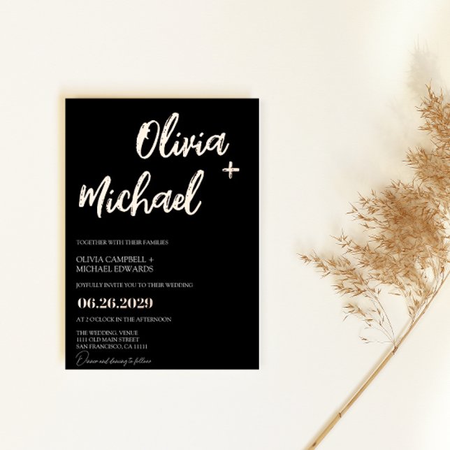 Black Rose Gold Modern Script Calligraphy Wedding (Creator Uploaded)