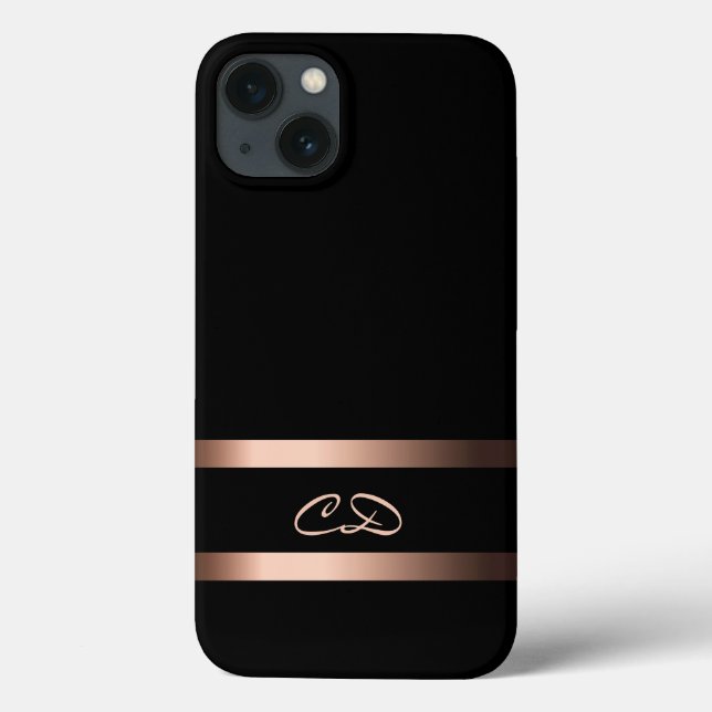 Black rose gold monogram initials Case-Mate iPhone case (Back)