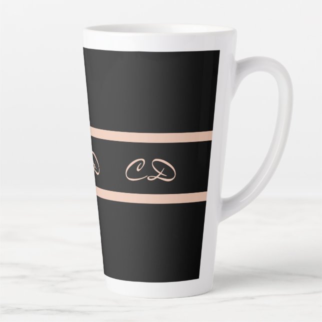 Black rose gold monogram initials elegant script latte mug (Right)