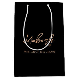 Black & Rose Gold Personalised Wedding Party Name Medium Gift Bag