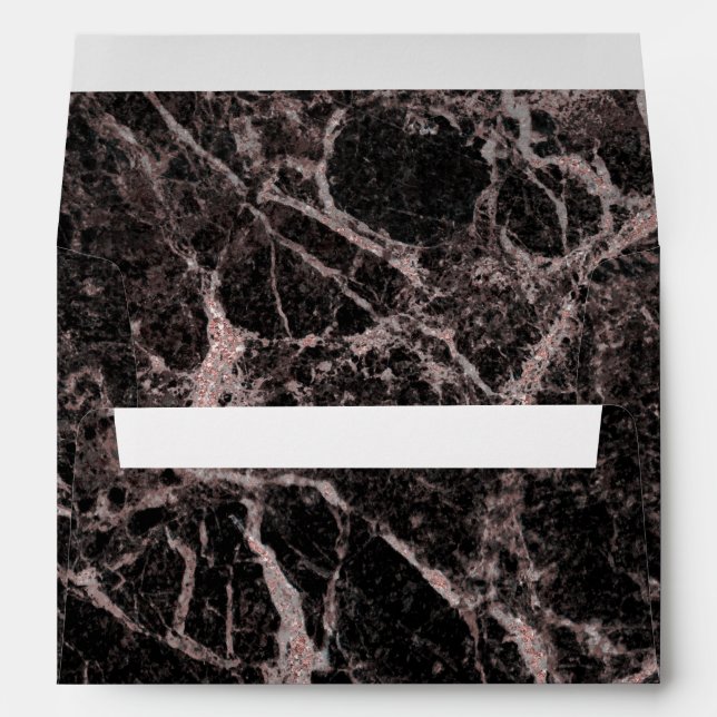 Black & Rose Gold Pink Glitter Marble Glam Trendy Envelope (Back (Bottom))
