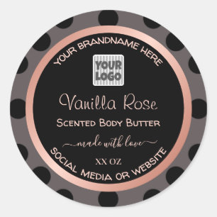 Black Rose Gold Product Packaging Labels with Logo