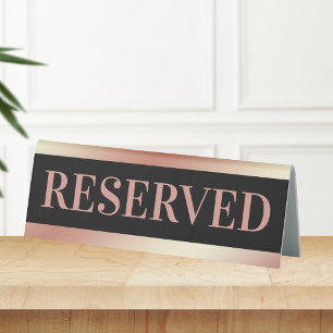 Black Rose Gold Reserved Table Sign
