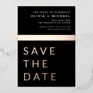 Black Rose Gold Save the Date Elegant Modern