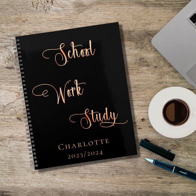 Black rose gold school work study typography 2027 planner (Creator Uploaded)