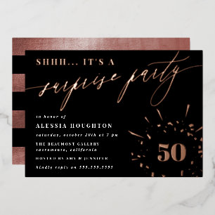 Black & Rose Gold Script Surprise Party