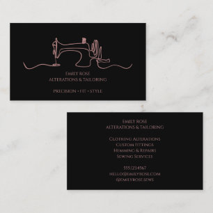 Black Rose Gold Sewing Tailor Alterations Business Card