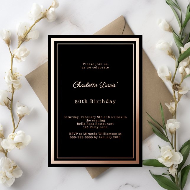 Black rose gold simple luxury birthday (Creator Uploaded)