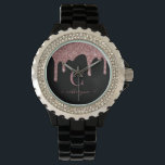 Black Rose Gold Sparkle Glitter Drips Monogram Watch<br><div class="desc">Girly Rose Gold Sparkle Glitter Drips Monogram Notebook with fashion faux blush pink/rose gold glitter drips on a chic black background with your custom monogram and name. Please contact us at cedarandstring@gmail.com if you need assistance with the design or matching products.</div>