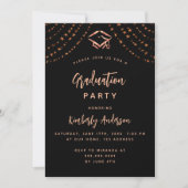 Black rose gold stars graduation party invitation (Front)