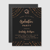 Black rose gold stars luxury graduation party magnetic invitation (Front/Back)