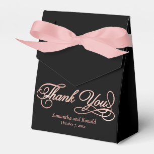 Black & Rose Gold Thank You Calligraphy Wedding Favour Box
