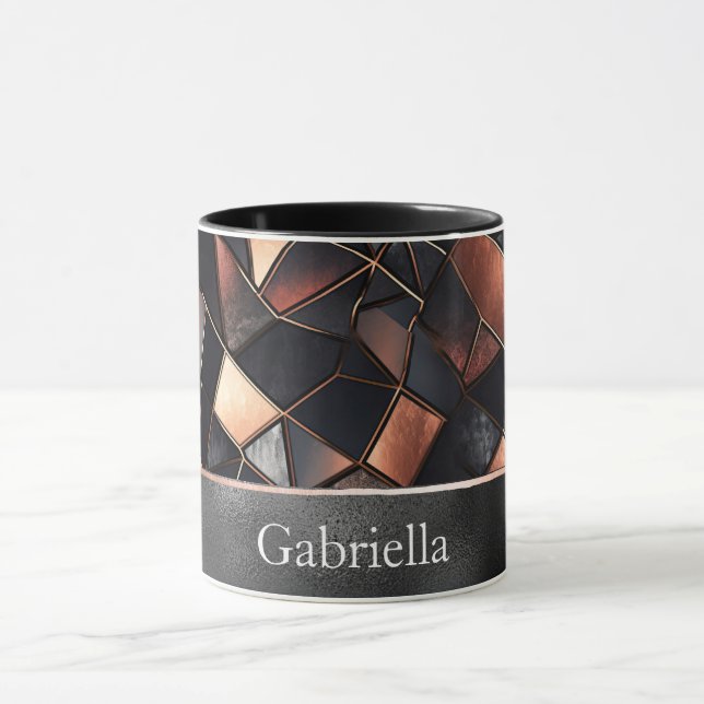 Black Rose Gold Tiles Mug (Center)