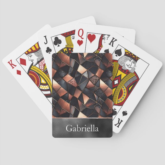 Black Rose Gold Tiles Playing Cards (Back)