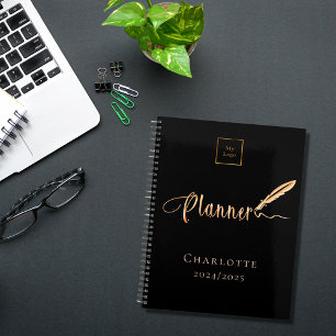 Black rose gold typography business logo 2025 planner