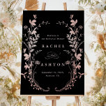 Black & Rose Gold Wildflower Rehearsal Dinner Poster<br><div class="desc">This elegant rehearsal dinner black wedding sign features faux rose gold foil wildflowers silhouette as a wreath. For more advanced customisation of this design,  please click the BLUE DESIGN TOOL BUTTON above!  Matching items are also available.</div>