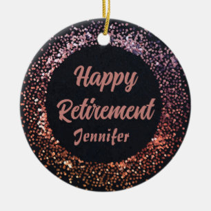 Black Rose Gold Wishing you a Relaxing Retirement  Ceramic Tree Decoration