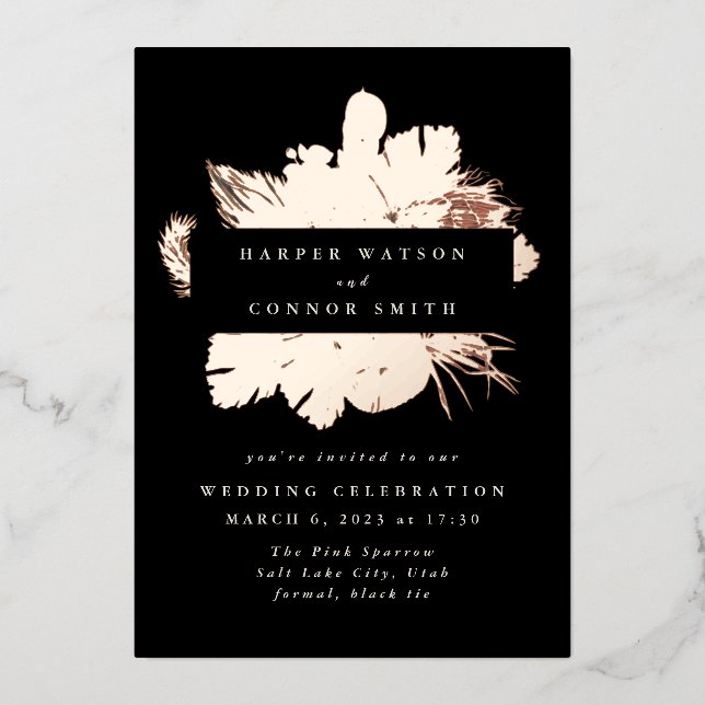 Black Rose Gold Wreath Pampas Grass Floral Wedding (Front)