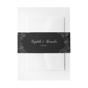 Black Rose Gothic Elegant Wedding Invitation Belly Band