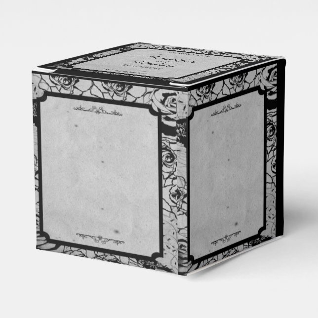Black Rose Gothic Frame Wedding Favour Box (Front Side)