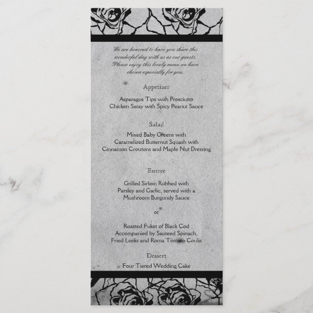 Black Rose Gothic Frame Wedding Menu (Front)