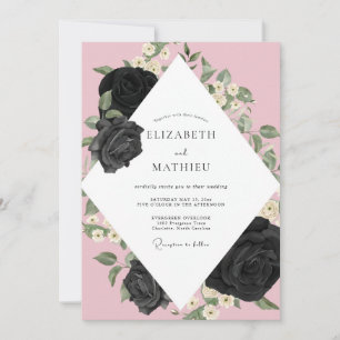 Black Rose Gothic Wedding Invitation