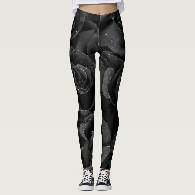 black rose leggings for outdoor (Front)
