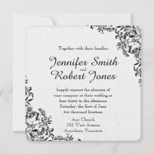 Black Rose Love Letter Wedding Invitation