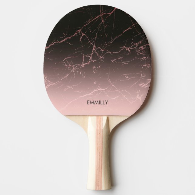 Black Rose Marble Ping Pong Paddle (Front)