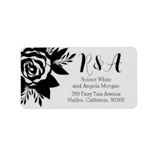 Black rose minimalist,grey, personalised address label