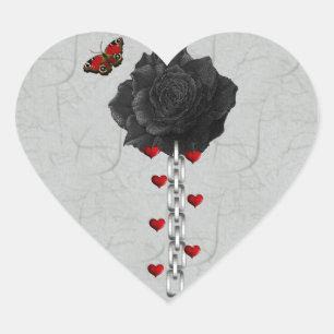 Black Rose Of Love Heart Sticker