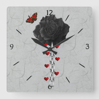 Black Rose Of Love Square Wall Clock