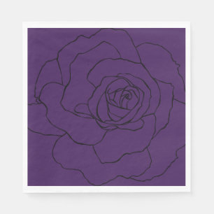 Black Rose on Purple Napkin