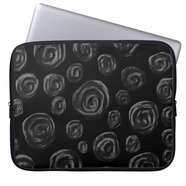 Black Rose Pattern Design. Laptop Sleeve (Front)