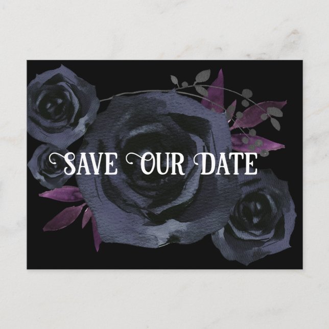 Black Rose Photo Save Our Date Postcard (Front)