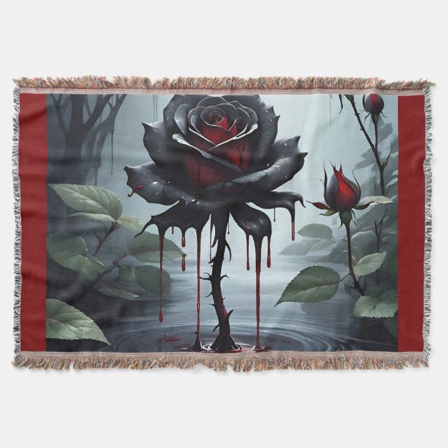 black rose red throw blanket (Front)