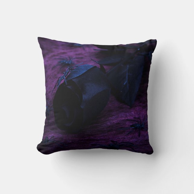 Black Rose Reversible Pillow (Front)
