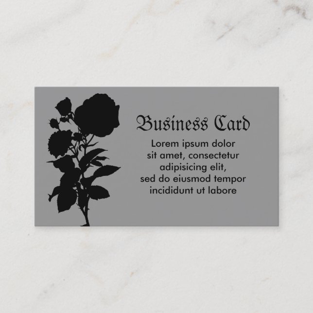 Black Rose Silhouette Business Card (Front)
