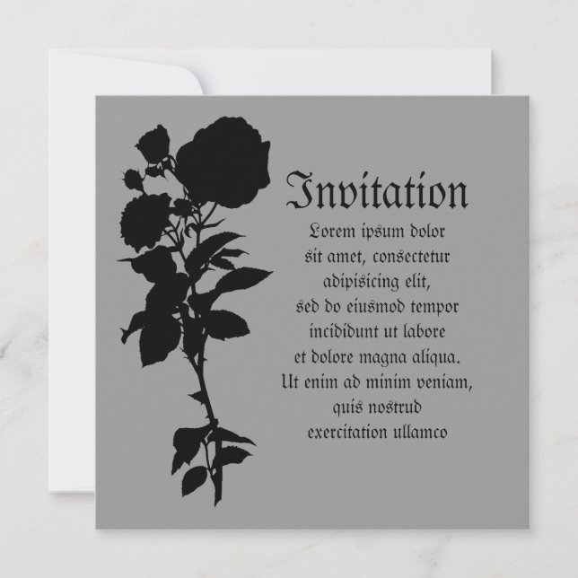 Black Rose Silhouette Invitation (Front)