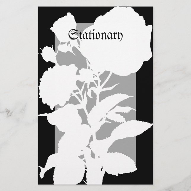 Black Rose Silhouette Stationery (Front)