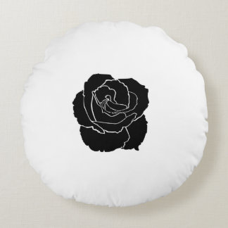 Black Rose Simple Chic Round Throw Pillow