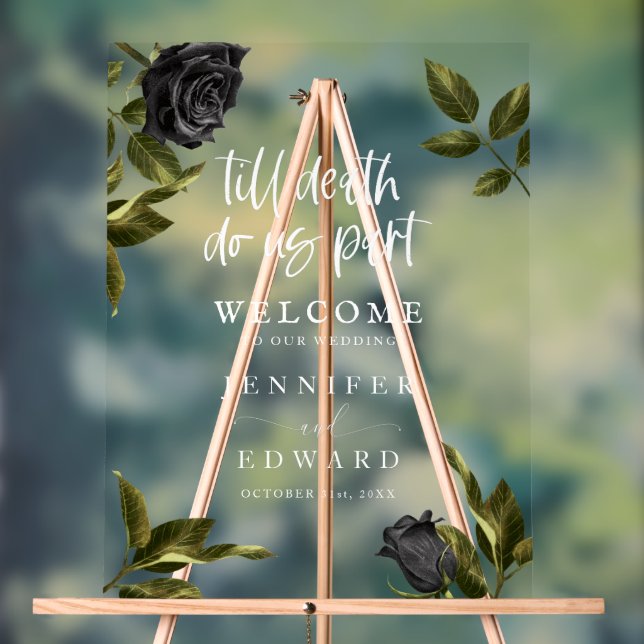 Black Rose Till Death Do Us Part Wedding Sign (Neutral)