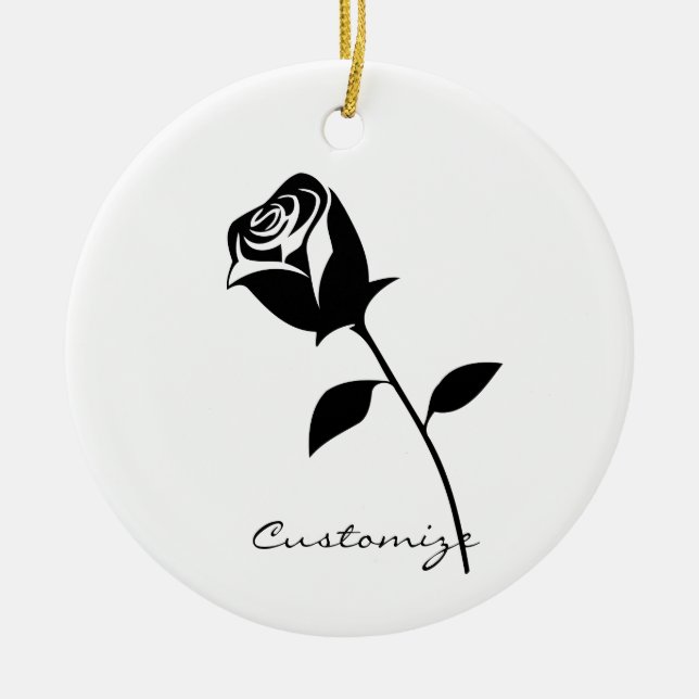 Black Rose Valentine Flower Thunder_Cove Ceramic Tree Decoration (Front)