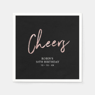 Black & RoseGold   Lettering Adult Birthday Party  Napkin