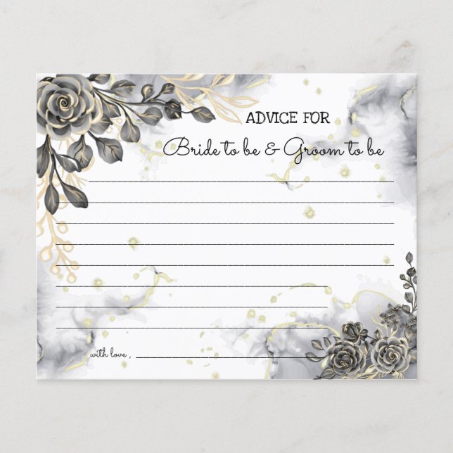 Black Roses Advice for Couple Bridal Shower Card (Front)